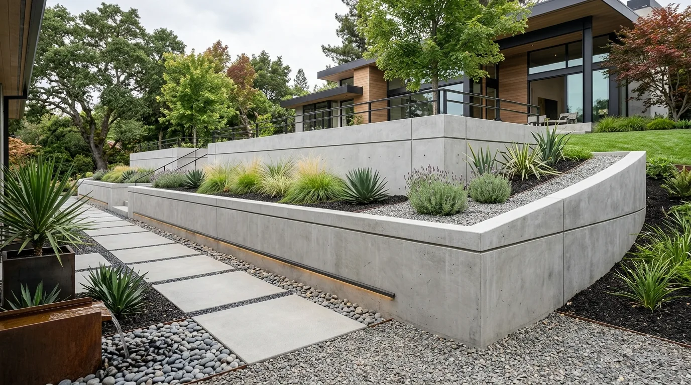 Retaining Wall by Steps or Path